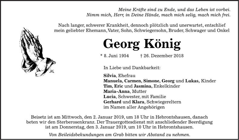 Traueranzeige Georg König