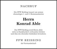 Traueranzeige Konrad Able