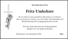 Traueranzeige Fritz Umkehrer