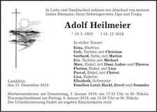 Traueranzeige Adolf Heilmeier