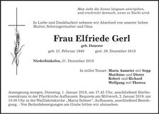 Traueranzeige Elfriede Gerl