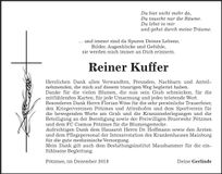 Traueranzeige Reiner Kuffer