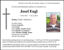 Traueranzeige Josef Engl