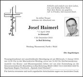 Traueranzeige Josef Haimerl