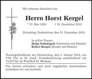 Traueranzeige Horst Kergel