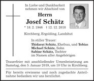 Traueranzeige Josef Schätz