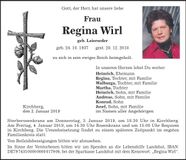 Traueranzeige Regina Wirl