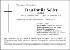 Traueranzeige Rutila Soller