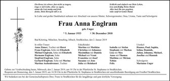 Traueranzeige Anna Englram