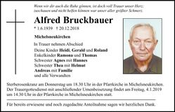 Traueranzeige Alfred Bruckbauer