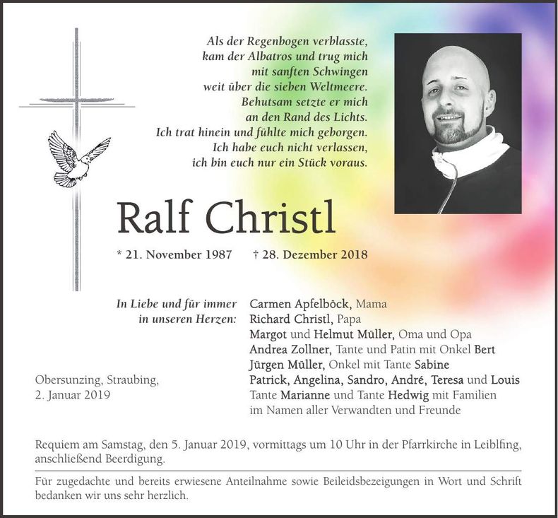 Traueranzeige Ralf Christl