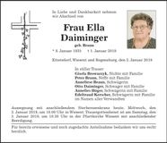 Traueranzeige Ella Daiminger