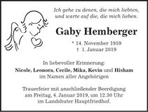 Traueranzeige Gaby Hemberger