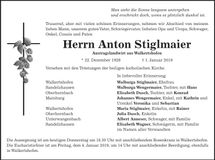 Traueranzeige Anton Stiglmaier