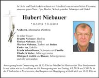 Traueranzeige Hubert Niebauer