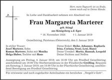 Traueranzeige Margareta Marterer