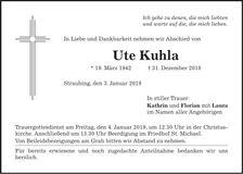 Traueranzeige Ute Kuhla