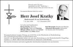 Traueranzeige Josef Kratky