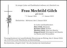 Traueranzeige Mechtild Gilch