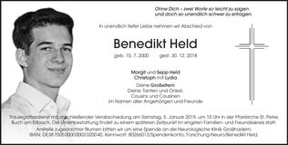 Traueranzeige Benedikt Held