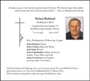 Traueranzeige Michael Ruhland
