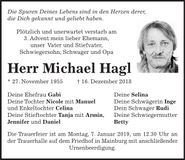 Traueranzeige Michael Hagl