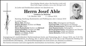 Traueranzeige Josef Able