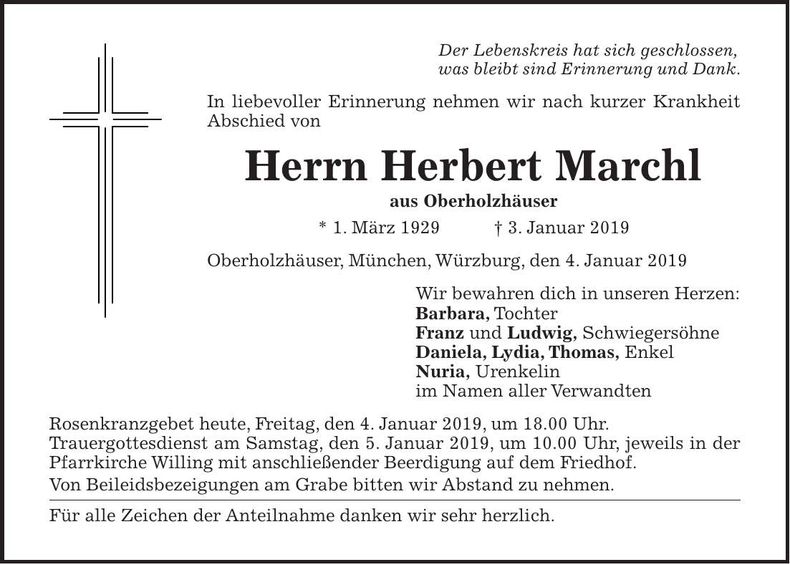 Traueranzeige Herbert Marchl