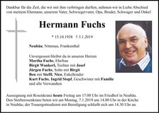 Traueranzeige Hermann Fuchs