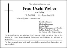 Traueranzeige Ursula Weber
