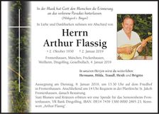Traueranzeige Arthur Flassig