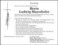 Traueranzeige Ludwig Mayerhofer
