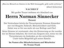 Traueranzeige Norman Sinnecker
