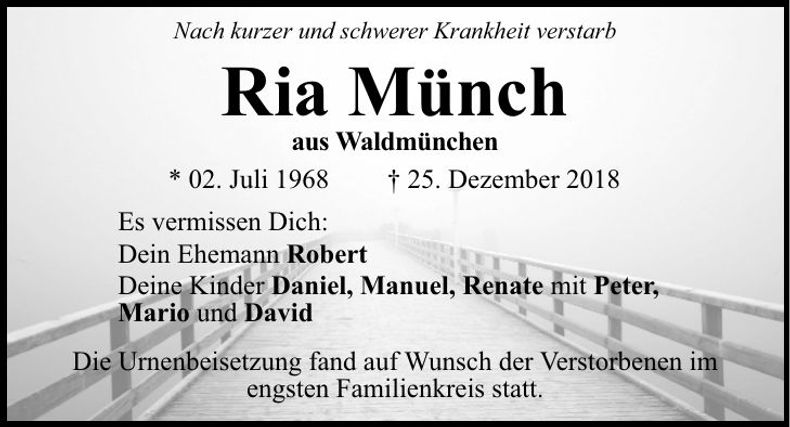 Traueranzeige Ria Münch