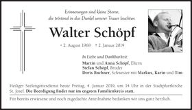 Traueranzeige Walter Schöpf