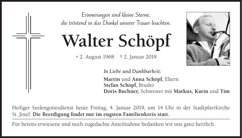 Traueranzeige Walter Schöpf