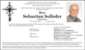 Traueranzeige Sebastian Solleder