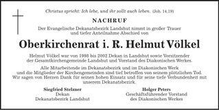 Traueranzeige Helmut Völkel