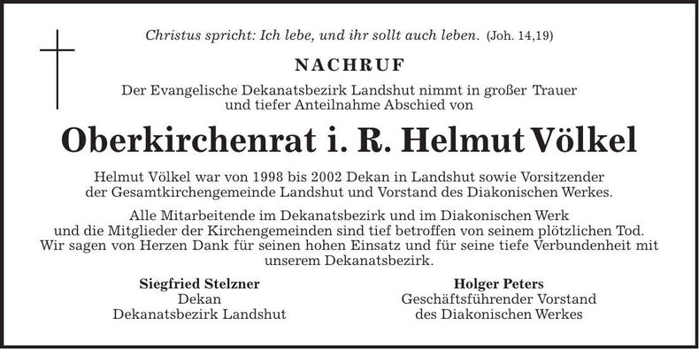 Traueranzeige Helmut Völkel