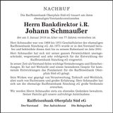 Traueranzeige Johann Schmaußer