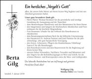 Traueranzeige Berta Gilg