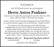 Traueranzeige Anton Paukner