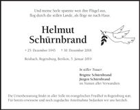 Traueranzeige Helmut Schürnbrand