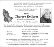 Traueranzeige Therese Kellerer