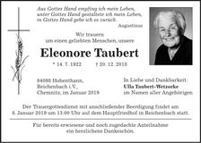 Traueranzeige Eleonore Taubert