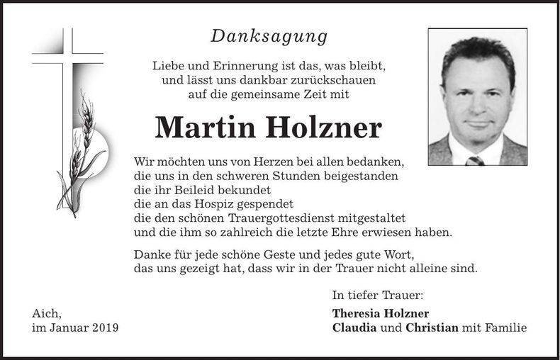 Traueranzeige Martin Holzner