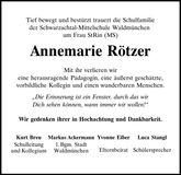 Traueranzeige Annemarie Rötzer