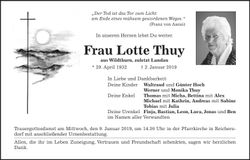 Traueranzeige Lotte Thuy