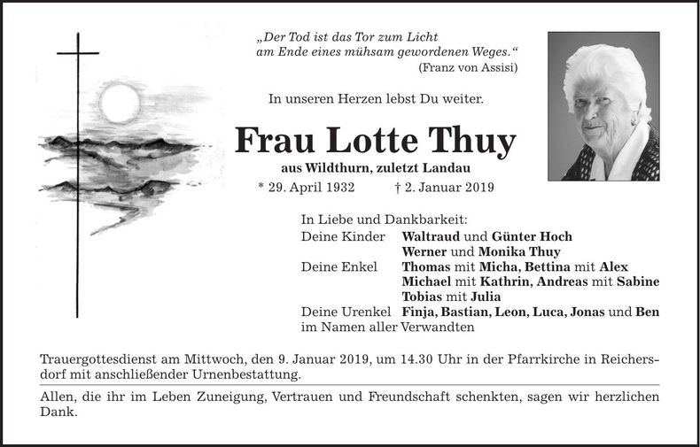Traueranzeige Lotte Thuy