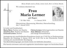 Traueranzeige Maria Lermer